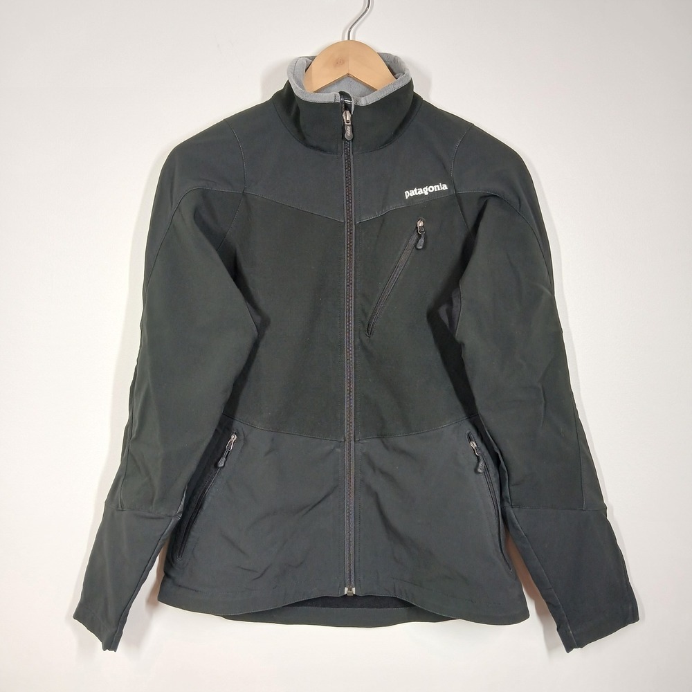 Patagonia Jacket Womens Small Black Sporty Softshell Technical Outdoor Zip Up
